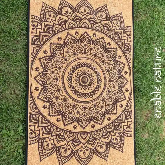 Cork Yoga Mat with Mandala Print