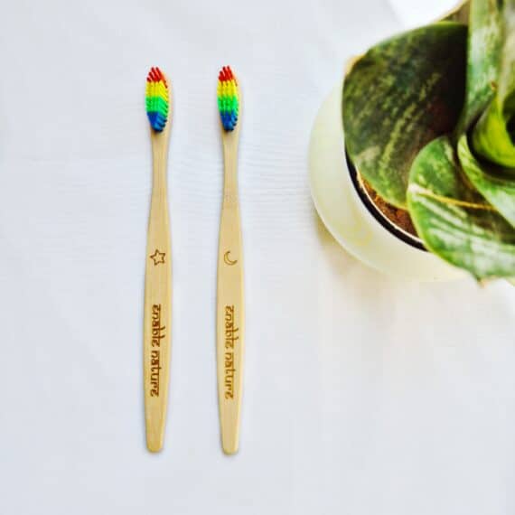 Organic Bamboo toothbrush Multicolor Set of 2