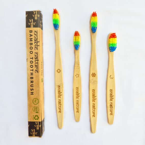 Family pack of Bamboo Toothbrush with Multicolor Bristles