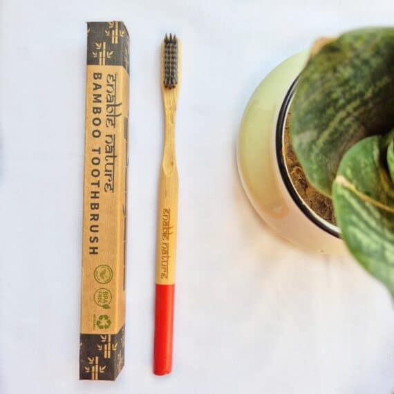 Red Handle Bamboo Toothbrush