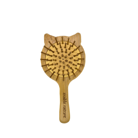 Kitty shape Bamboo Hairbrush for kids